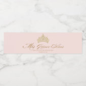 Roze Quinceanera Gouden Elegante Tiara Waterfles Etiket (Enkel label)