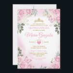Roze Quinceañera Gouden Kroon Mexicaanse Vlinder Kaart<br><div class="desc">Quinceañera Roze & Gouden Kroon Mexicaanse Vlinder Uitnodiging Mis Quince 15 Anos,  16e Verjaardag, </div>