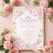 Roze Quinceañera Gouden Vlinders Rozen