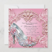 Roze Quinceañera Hoge hak schoen Kaart (Voorkant)