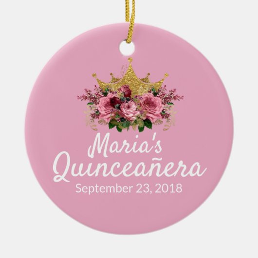 Roze Quinceañera Keepomwille Ornament (Voorkant)
