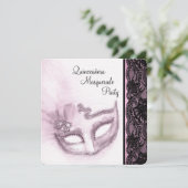 Roze Quinceanera Masquerade Party Kaart (Staand voorkant)