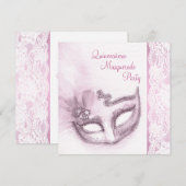 Roze Quinceanera Masquerade Party Kaart (Voorkant / Achterkant)