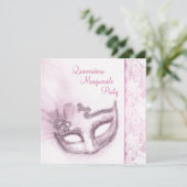 Roze Quinceanera Masquerade Party Kaart (Staand voorkant)