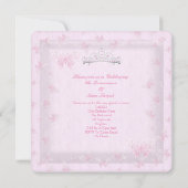 roze Quinceanera Partij Tiara Butterflies 2 Kaart (Achterkant)