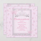-roze Quinceanera-partij Tiara Butterflies Kaart (Voorkant / Achterkant)