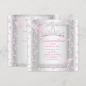 -roze Quinceanera-partij Tiara Butterfly Kaart (Voorkant / Achterkant)