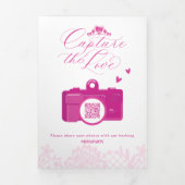 Roze Quinceanera Party Tafelnummer Foto QR-code (Cover)
