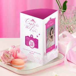 Roze Quinceanera Party Tafelnummer Foto QR-code