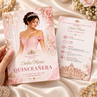 Roze Quinceañera Prinses 15e Verjaardag Kaart