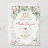 Roze Quinceañera Sage Groene Mexicaanse Vlinder Kaart (Voorkant)