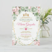 Roze Quinceañera Sage Groene Mexicaanse Vlinder Kaart (Staand voorkant)