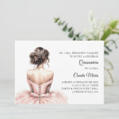 Roze Quinceañera Spaanse uitnodiging (Staand voorkant)