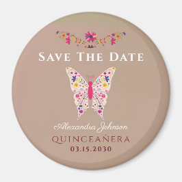 Roze Quinceañera sparen de Datum Magnet