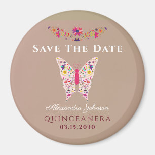 Roze Quinceañera sparen de Datum Magnet