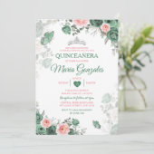 Roze Quinceañera Stoffige Groene Kroonvlinder Kaart (Staand voorkant)