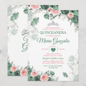 Roze Quinceañera Stoffige Groene Kroonvlinder Kaart (Voorkant / Achterkant)