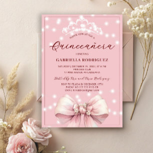 Roze Quinceanera tiara elegant 15e verjaardag Kaart