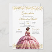 Roze Quinceanera uitnodiging (Voorkant)