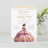 Roze Quinceanera uitnodiging (Staand voorkant)