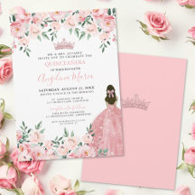 Roze Quinceanera Uitnodiging