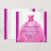 Roze Quinceanera Uitnodiging (Voorkant / Achterkant)