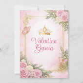 Roze Quinceañera Uitnodiging Spaans (Achterkant)