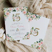 Roze Quinceañera Verjaardag Uitnodiging Blush Bloe