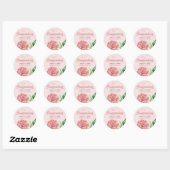 Roze Quinceanera Waterverf Roos Bloom Custom Ronde Sticker (Vel)