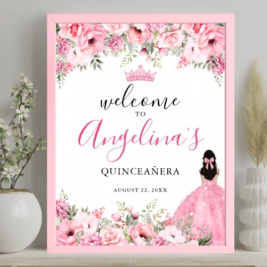 Roze Quinceanera Welkomstbord Poster