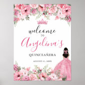 Roze Quinceanera Welkomstbord Poster (Voorkant)