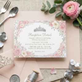 Roze Quinceañera Zilveren Vlinder  Informatiekaartje