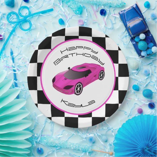 Roze raaigar | Aangepaste geboortedag Papieren Bordje (Feest)