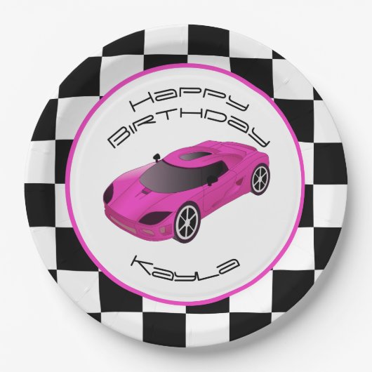 Roze raaigar | Aangepaste geboortedag Papieren Bordje (Voorkant)