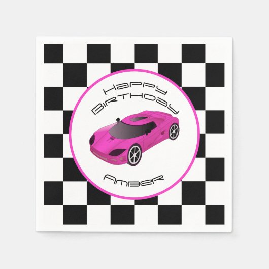 Roze raaigar | Aangepaste geboortedag Servet (Voorkant)
