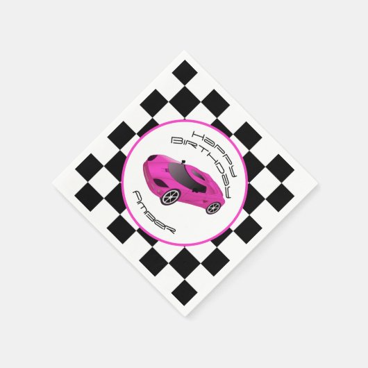 Roze raaigar | Aangepaste geboortedag Servet (Hoek)