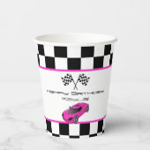 Roze raaigar | Kinderen van Birthday Papieren Bekers (Achterkant)