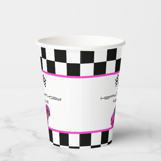 Roze raaigar | Kinderen van Birthday Papieren Bekers (Rechts)