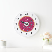 Roze raasbessen donut grote klok (Huis)