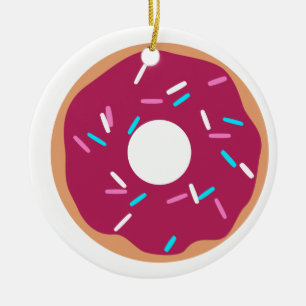 Roze raasbessen donut keramisch ornament
