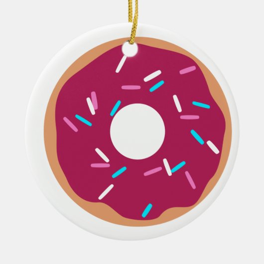 Roze raasbessen donut keramisch ornament (Voorkant)