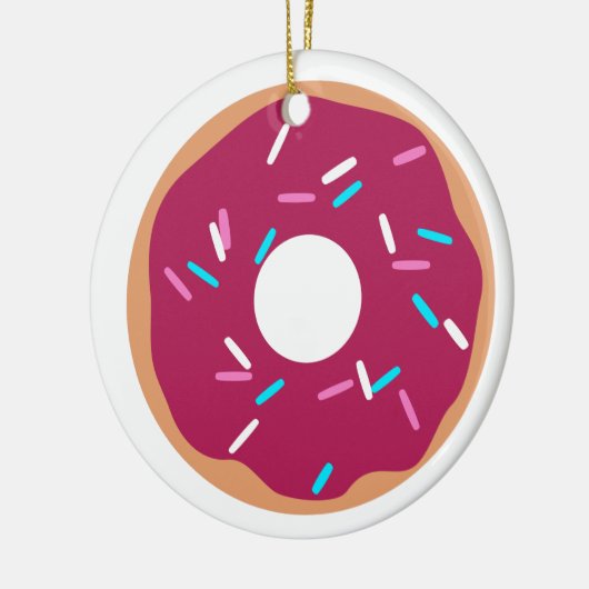 Roze raasbessen donut keramisch ornament (Links)