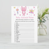 Roze Rabbit Baby Animals Name Game Kaart (Staand voorkant)