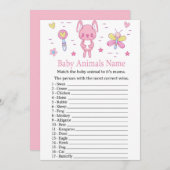 Roze Rabbit Baby Animals Name Game Kaart (Voorkant / Achterkant)