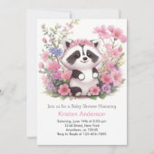 Roze Raccoon Forest Adventure Meisje Baby shower Kaart (Voorkant)
