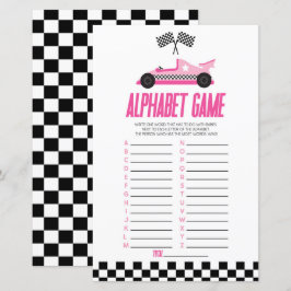 Roze Race Auto Alphabet Baby shower spel