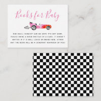 Roze Race Auto Baby shower Boekaanvraag