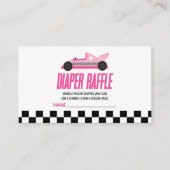 Roze Race Auto Baby shower Luier Raffle Informatiekaartje (Voorkant)
