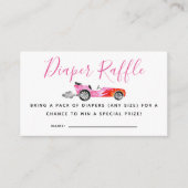 Roze Race Auto Baby shower Luier Raffle Ticket Informatiekaartje (Voorkant)