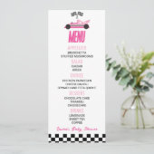 Roze Race Auto Baby shower Voedsel Menu (Staand voorkant)
